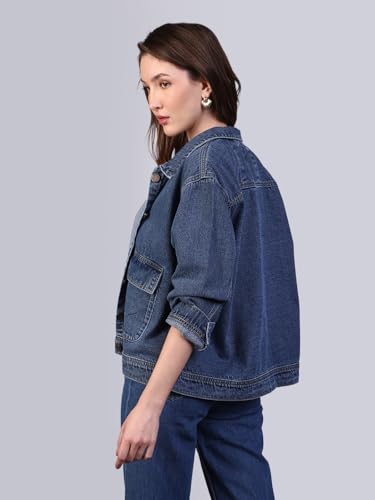 Image of Urbano Fashion Women's Relaxed Fit Full Sleeve Utility Denim Jacket