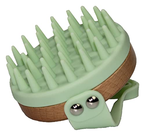 Bodylife Home Scalp Massager Shampoo Brush Soft Silicone Bristles For Hair & Scalp Care Green