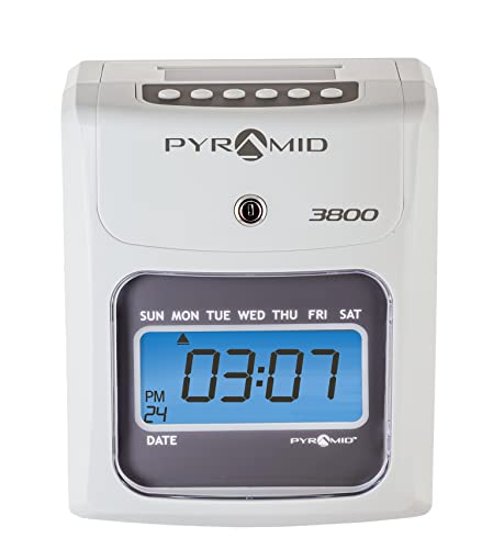 Pyramid Time Systems, 3800 Auto Totaling Time Clock, Small Business Bundle Includes 3800 Time Clock, 50 Time Cards, 1 Ink Ribbon & 2 Security Keys, Beige #TOP5
