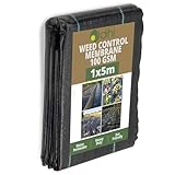 Dihl 1M x 5M Ground Fabric Landscape Garden Weed Control Membrane, Heavy Duty, 100gsm, Black, 53 Square Feet
