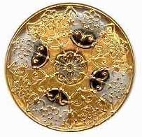 Nirvana Beads Czech Glass Buttons, 147 - Cross Silver-Gold 32 mm