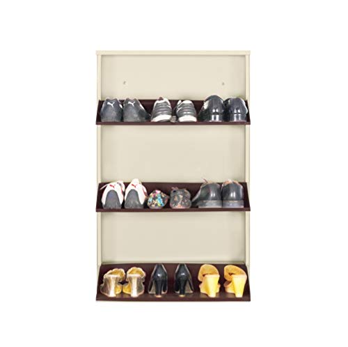 Image of Delite Kom 24 Inch Wide, 3 Shelf Metal Shoe Rack Wall Mounted for Home with Central Lock Holds Upto 9 Shoes or 15 Slippers Pair | 1 Year Warranty | (41 x 24 x 5 Inch, Ivory Brick Red) DIY Space Saving