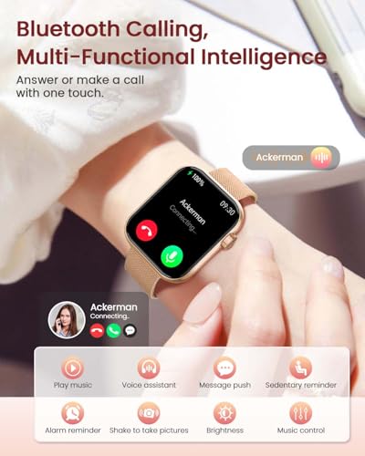 2025 Smartwatch Damen mit Telefonfunktion, 1,85'' Zoll Uhren Damen mit SpO2, 110+ Sportuhr, Herzfrequenz, Schlafmonitor, Menstruationszyklus, IP68 wasserdichte für iOS und Android, Gold – Bild 5