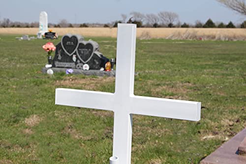 Woodhaven Large Memorial Cross - Perfect For Outdoor And Memorial Sites - Steel Grave Marker White Powder Coat Finish - Headstone Replacement - Made In The Usa #TOP6