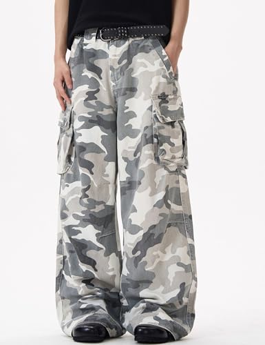 Y2k Men Baggy Camouflage Pants Camo Cargo Pants Oversized Joggers Trousers Hip Hop Sweatpants with Pockets3