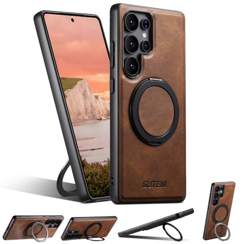Étui compatible avec Samsung Galaxy S24 Plus marron housse cuir rigide silicone - 5