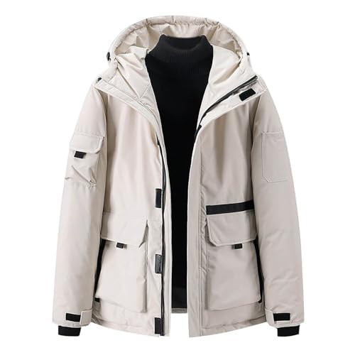 Abrigo Hombre Invierno Plumon con Capucha y Cremallera de Color Sólido Deportivo Bolsillo Outwear Deportiva Trabajo Cazadora Chaqueta Grueso Parka Moda
