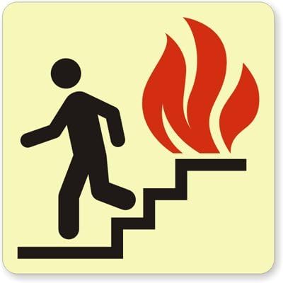 GlowSmart Use Stairs in Case of Fire (Run, Glo Brite Glow-in-The-Dark Adhesive Sign, 4" x 4"
