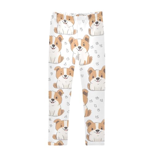 Fluffy Puppy Girls Leggings,Workout Leggings for Girls Toddler Athletic Legging Size for 3-10T