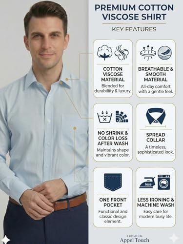 Image of Appel Touch Men's Cotton Blend Formal Shirt Full Sleeves