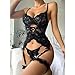 SFLYKING-Fashions Lingerie Sets For Women Sexy Lace Camisole Strappy Set, Non-Ring Sexy Bra and Open Sexy Panty Set 3 Pcs(Black-M)
