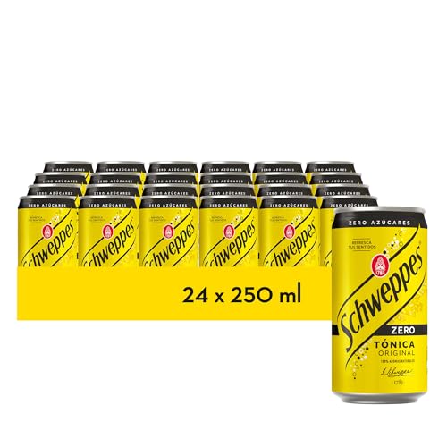Schweppes Tónica Zero, Sin Azúcar ni Calorías - Lata, Pack 24 x 25 cl