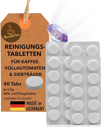 Limes 8 Pastillas de limpieza para cafeteras automáticas y todos los portafiltros y máquinas de espresso, fórmula 60% más fuerte, fabricadas en Alemania, 40 pastillas de 3,2 g