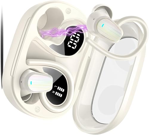OYIB Auriculares Bluetooth deportivos, 50 horas, inalámbricos, Bluetooth 5.4 con micrófono HD, auriculares in-ear, auriculares HiFi estéreo, doble pantalla LED, IPX7, resistentes al agua, con gancho