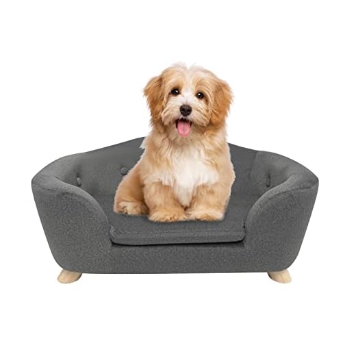 SHAVI Pet Sofa Bed Dog Couch for Small Pet Dog and Cats, Low Back Pet Lounging Bed with Velvet Modern Sofa for Dogs Easy-to-Clean(Grey)