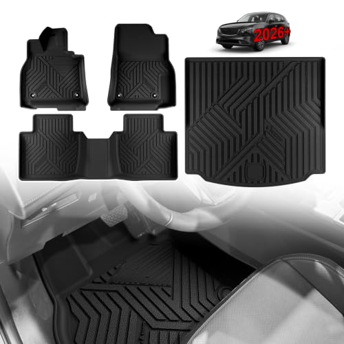 Image of TripleAliners Floor Mats & Trunk Mat for 2026+ Mazda CX-5 CX5 Accessories | for 2026 2027 Mazda CX-5 CX5 Cargo Liner Protection Heavy Duty TPE Custom Fit Anti-Slip Liners (Floor & Trunk Mats)