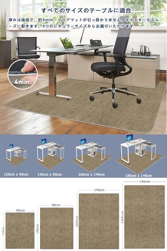【Amazon 限定ブランド】チェアマット 特大 180 140cm フローリング Bolinker 椅子 マット デスクマットフローリング ゲーミングフロアマット床保護マット チェアキズ防止 凹み防止ズレない床 傷防止滑り止め 丸洗い可能 床傷防止（モカ） [5]