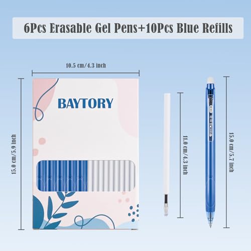 BAYTORY 16 bolígrafos gel borrables 0.5 mm azul miniatura 2