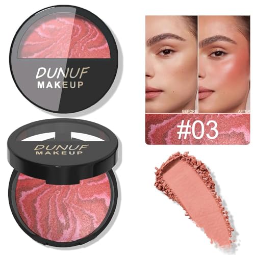 Image of SUAKE Brighten Baked Blush Contour Palette, 2-in-1 Blush & Highlighter Hybrid - Pressed Powder-Butter Cream, Marbleized, Intensely Pigmented Natural Finish, Buildable Color (Blush-A03)