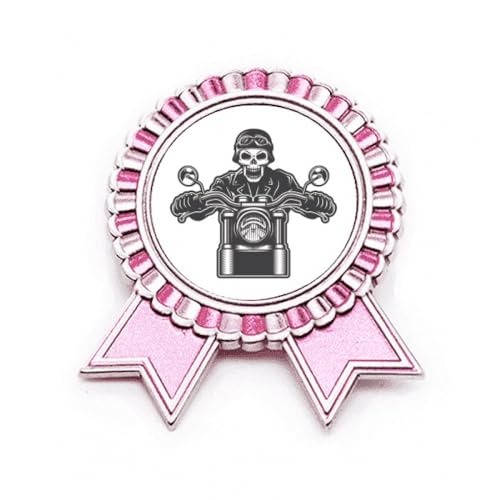 Broche squelette de moto rose en métal lumineux de taille M avec lunettes