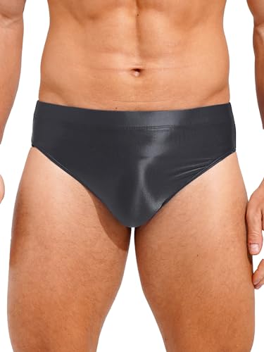 YiZYiF Men's Oil Silky Sissy Briefs High Waist Transparent Swim Briefs Male Glossy Underwear2