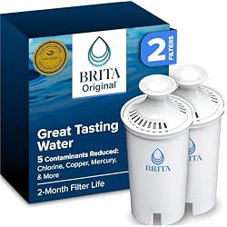 1 of Brita Standard Water Filter for Pitchers and Dispensers, BPA-Free, Reduces Copper, Cadmium and Mercury Impurities, Lasts Two Months or 40 Gallons, Includes 2 Filters