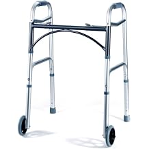 Medical King Silver Aluminum Rolling Walker for Seniors and Adults, 350 Pounds Weight Capacity, Foldable, Classic Style
