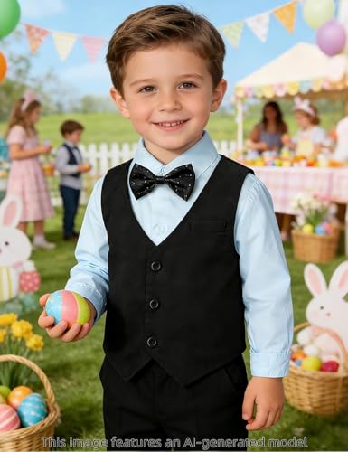 Image of A&J DESIGN 4pcs Baby & Toddler Suit, 12 Months - 5T, Shirt & Pants & Vest & Bow Tie