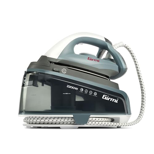 Girmi SS04 Generatore di vapore, 2200 Watt, 3 Bar, Filtro Anti-Calcare, Funzione Self-Clean, 1500 cc, Volume di Vapore Eco 50 g/min Max 100g/min, Azzurro