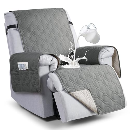 Image of VANSOFY 100% Waterproof Recliner Chair Covers, Recliner Cover Non-Slip Dog Chair Cover Furniture Protector Washable Slipcover with Pocket, Elastic Straps for Pets, Dogs(Gray, 28 inch)
