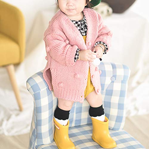 Cardigã de tricô Fenical Baby com bolha para outono e inverno (amarelo, 100 cm), rosa, 73 cm