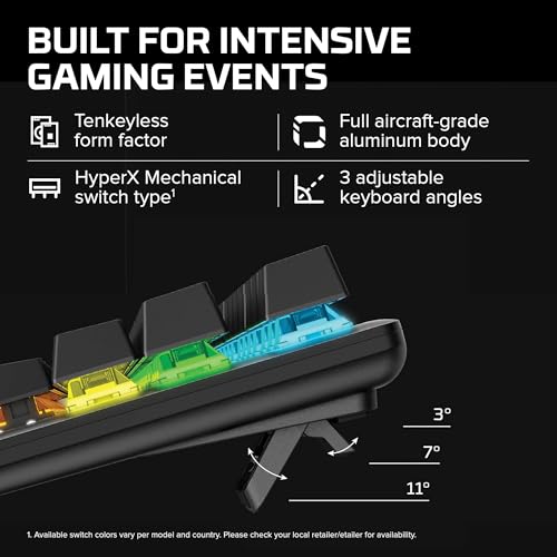 HyperX Teclado mecânico para jogos Alloy Origins Core PBT Teclas Tenkeyless TKL Blue Switch Clicky L