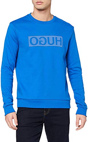 Hugo Boss Men's Dicago U3 Reverse Logo Crewneck Sweatshirt Sweater Bright Blue (Large)