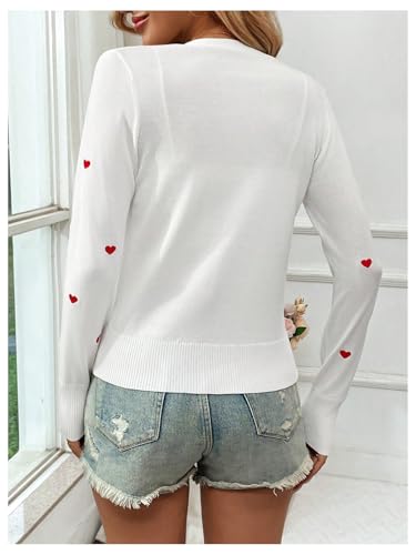 WDIRARA Women's Heart Pattern Button Down Cardigan Lightweight Sweater Long Sleeve V Neck Knitwear3