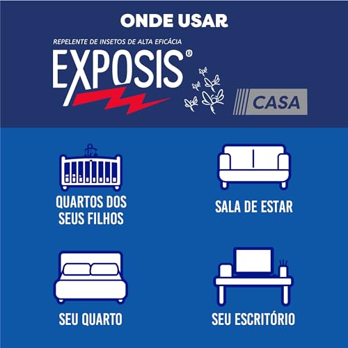 Exposis Casa, Repelente Elétrico Líquido para Tomada, Aparelho e Refil, Sala e quarto, Alta eficácia