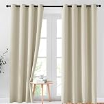 AR Ware Cream Blackout Curtains for Living Room - Eyelet Thermal Insulated Curtains for Bedroom Energy Saving Soundproof Drapes (46 x 72 inches)