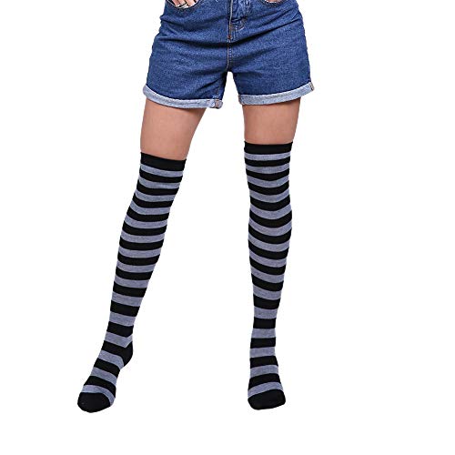 5 Pairs Womens Over Knee Sock Striped Thigh High Socks Girl Long Knitting Socks Cute Cosplay Stockings