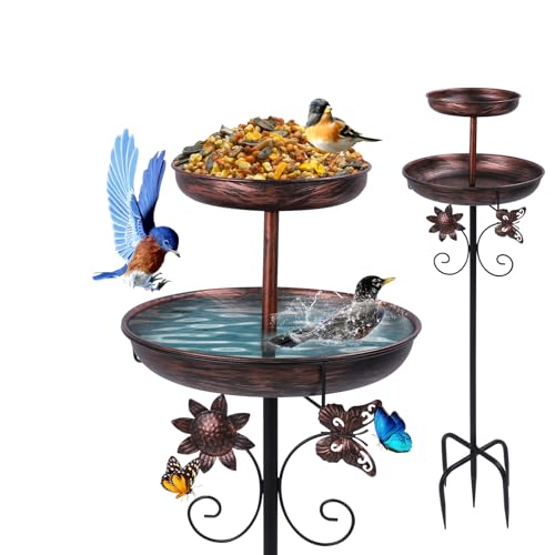 Stehende Vogeltränke für Garten, 106cm Metall Vogelbecken Schüssel, Vintage Antike Vogeltränke, Winâ€¦ – Produktbild (Amazon)