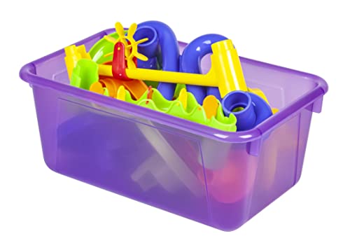 Image of Storex Small Cubby Bins - Plastic Storage Containers for Classroom, 12.2 x 7.8 x 5.1 inches, Candy Violet, 5-Pack (62478A05C)