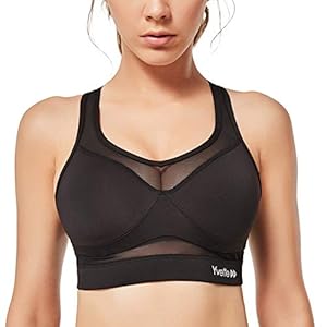 Yvette Sportbeha met mesh en racerback, zonder beugels, gevoerd, goede ondersteuning voor een volumineuze boezem, voor fitness, hardlopen, yoga