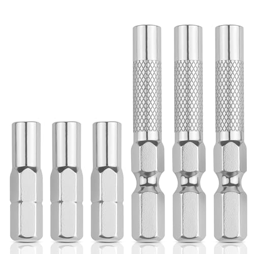 1/4 a 4 mm, adaptador de 3 piezas de destornillador hexagonal magnético, portabrocas de extensión de broca, 6,35 mm exterior a sistema de 4 mm hembra de extensión de broca interior para precisión