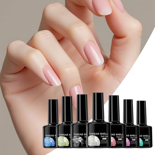 Esmalte de uñas de gel UV efecto perla con acabado sofisticado de salón de belleza 7