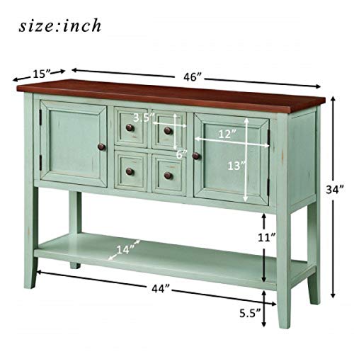 Harper & Bright Designs Buffet Cabinet Kitchen Storage Buffet And Sideboard Table Console Tables With Four Storage Drawers Two Cabinets And Bottom (Antique Blue) #TOP1