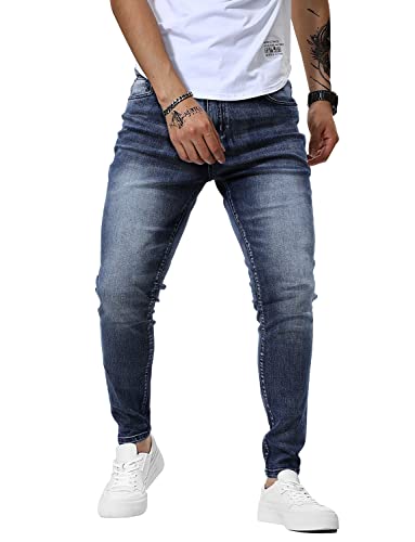 Woenzaia Mens Jeans Slim Fit Skinny Denim Stretch Tapered Jean Pants