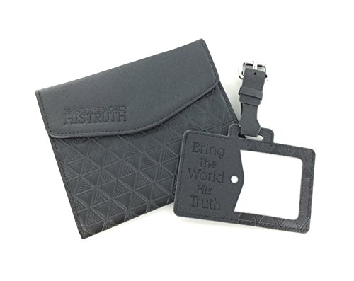 LDS Missionary Travel Set - Passport Cover/Holder & Luggage Tag - Dark Gray