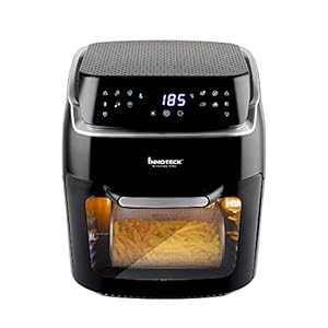 Innoteck Kitchen Pro 12L Digital Air Fryer Oven – 1800W, 8 Presets, Rotisserie function Large Digital Touch Panel Dishwasher Safe Accessories – Black & Silver
