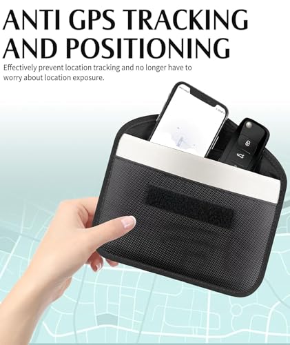 Image of Faraday Bag for Phone - RFID Signal Blocking Pouch, Mobile Signal Jammer, Anti-Tracking Shield for Smartphones, Keys & Cards Black