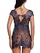 Sykooria Conjunto de lencería de Encaje Sexy Babydoll Nightwear Chemise Deep V-...