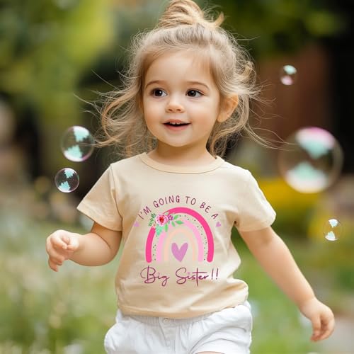 Image of Big Sister Announcement T Shirt Toddler Girls Promoted to Big Sister Tees Outfits 1-7 Years