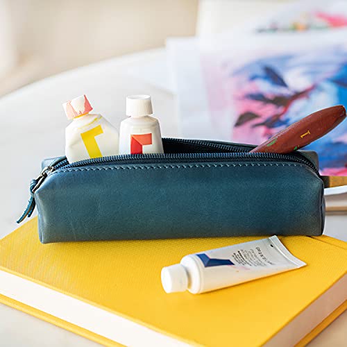 Londo Genuine Leather Zipper Pen, Pencil & Cosmetic Case - Pouch Stationery Bag, Blue, one Size (OTTO318) by Londo - Image 4